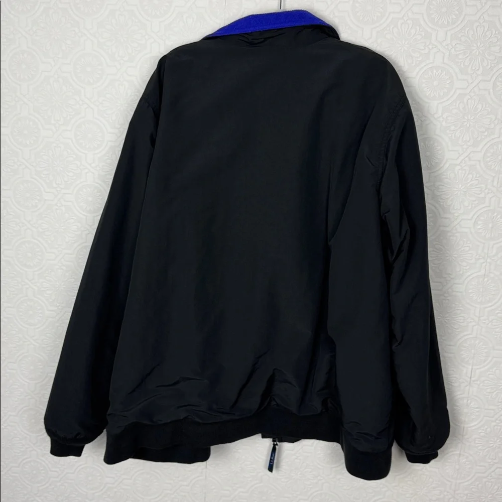 Vintage LL‎ Bean Warm Up Jacket Black Blue Fleece Lined Mens XL Tall zip Outdoor